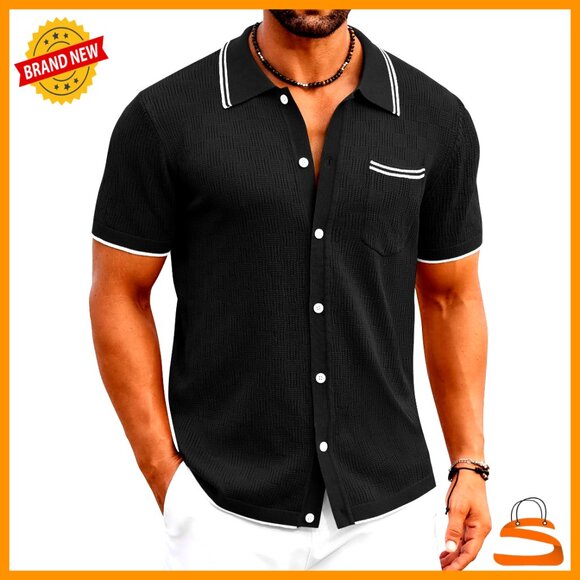 Other - Vintage Knit Polo Shirt Short Sleeve Classic Preppy Summer Beach Casual Wear